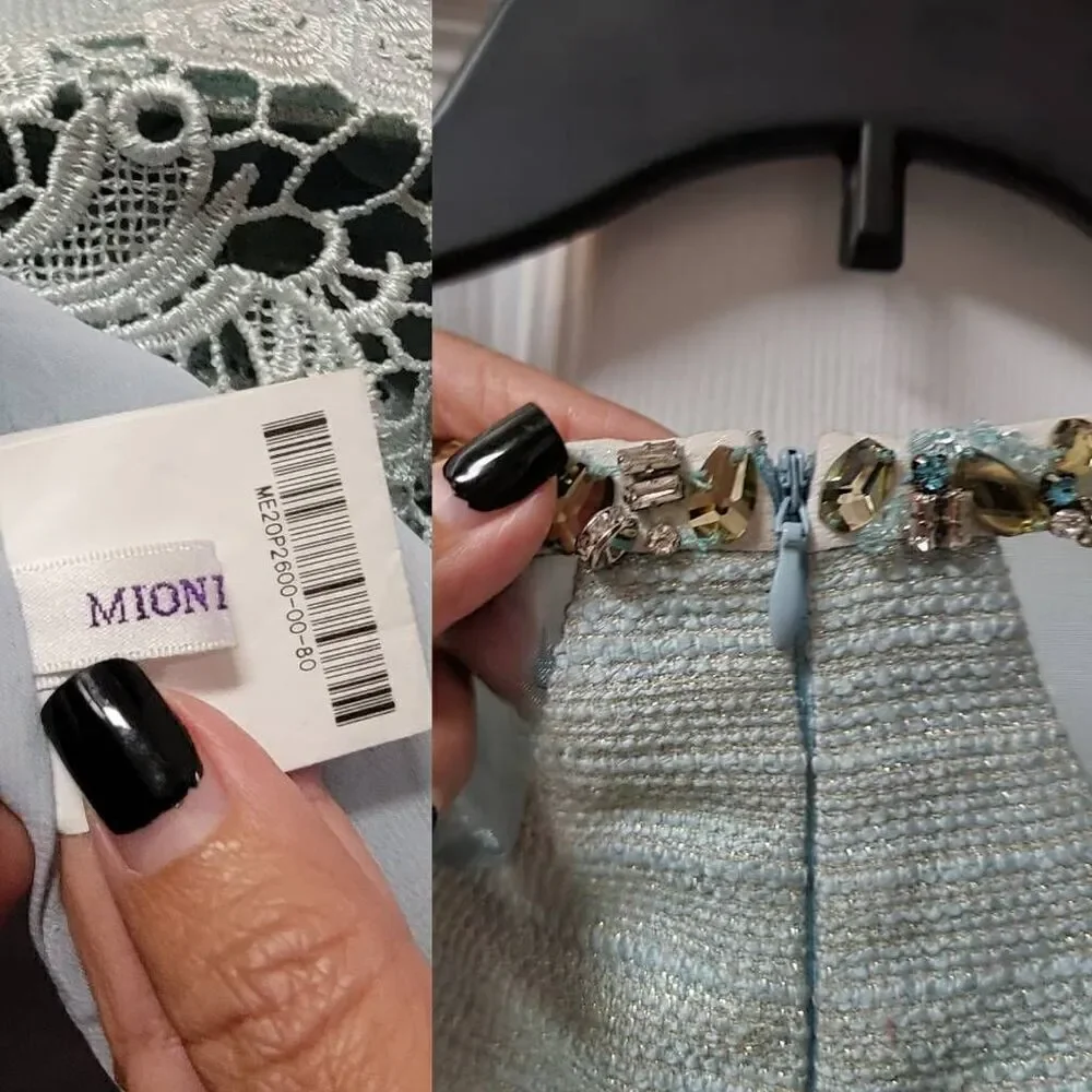 Mioni Rosa Rhinestone Tweet Mini Dress M - Picture 8 of 11